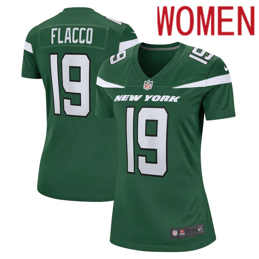 Women New York Jets 19 Joe Flacco Nike Gotham Green Player Game NFL Jersey